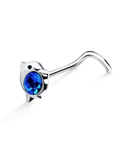 Fish Shaped Silver Curved Nose Stud NSKB-82